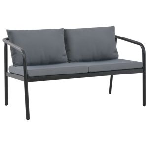 vidaXL sofá de jardín de 2 plazas con cojines de aluminio gris