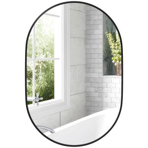 Espejo de baño aleación de aluminio, vidrio 60x90x3 cm homcom, hogar - baño