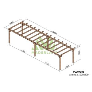 Pérgola de madera laminada - valencia 10000x300cm (maderland)