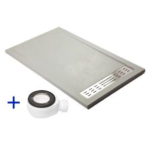 Plato de ducha premium gris - 70x170cm - resina con cargas minerales