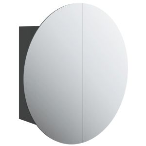 vidaXL armario de baño con espejo redondo y LED negro 40x40x17,5 cm