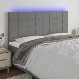 Cabecero con luces LED tela gris oscuro 160x5x118/128 cm eso9417