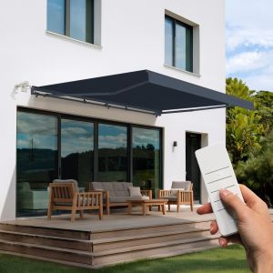 Toldo semicofre motorizado fazzio 5x3m gris - lona premium 320 g/m²