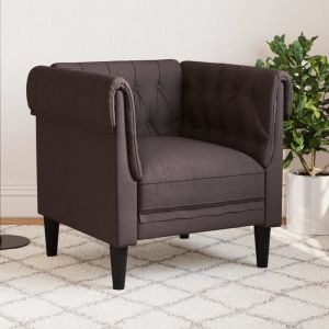 Sillón chesterfield de tela marrón oscuro es8224