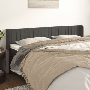 Cabecero de terciopelo gris oscuro 183x16x78/88 cm eso1517