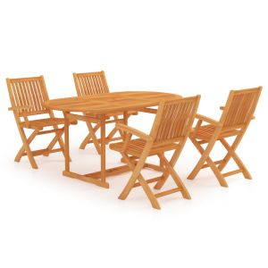 vidaXL conjunto de comedor de jardín 5 piezas madera maciza de teca