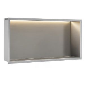 Rea repisa de baño empotrada LED 30x60 steel brush, 10x60x30 cm