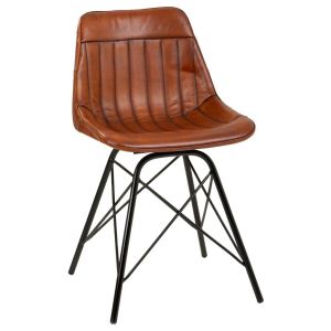 Silla de metal y piel marrón 46x49x78,5