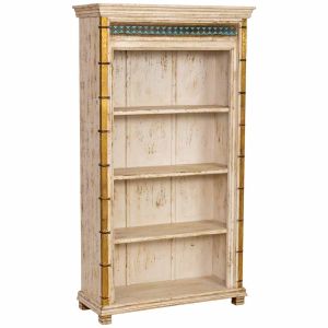 Estantería librería de madera artesanal blanca 100x40x180h cm