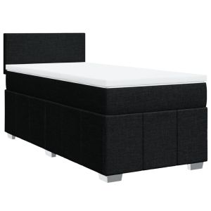 vidaXL cama box spring con colchón tela negro 90x200 cm