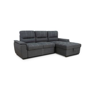 Sofa cama chaise longue new farrar 256cm negro, chaise derecho