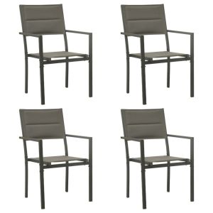vidaXL sillas de jardín 4 unidades acero y textilene gris y antracita