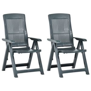 vidaXL sillas de jardín reclinables 2 unidades plástico verde