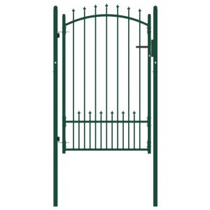 vidaXL puerta de valla con picos acero verde 100x150 cm