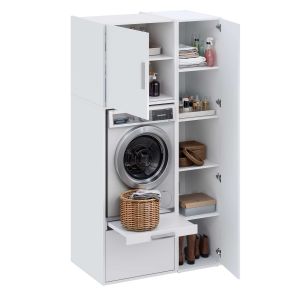Conjunto de muebles con armario para lavadora t-bath 110,7x208cm blanco
