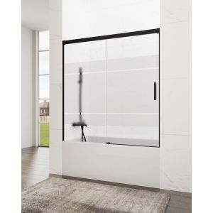 Mampara de bañera frontal + corredera basic 140-145cm serigrafiado negro