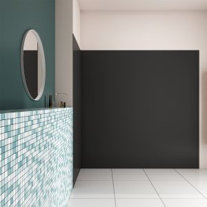 Panel angular de pared para ducha en aluminio,negro mate,120x120x120x210cm