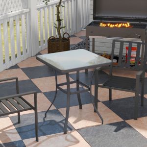 Mesa auxiliar de jardín para balcón terraza metal negro 84x68,5x68,5cm