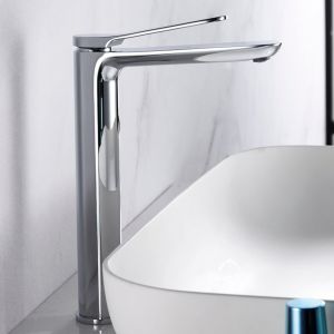 Imex - grifo monomando lavabo caño alto cromado serie dinamarca
