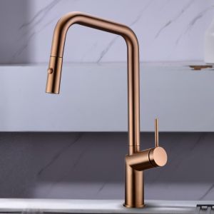 Imex - grifo monomando de cocina extraíble oro rosa serie bonn