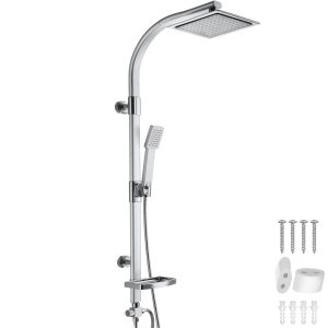 Conjunto de ducha con rociador de aluminio, plata 49 x 20 x 110 cm