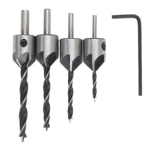 4 brocas avellanadoras madera vástago redondo llave L