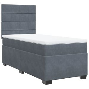 vidaXL cama box spring con colchón terciopelo gris oscuro 90x190 cm