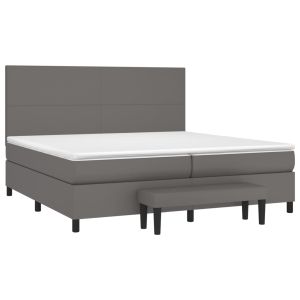 vidaXL cama box spring con colchón cuero sintético gris 200x200 cm