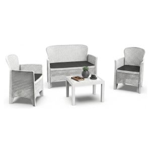 Set de salón exterior alesandro, mesa, plástico blanco