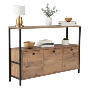 Consola nesta, 3 espacios, en madera noble marrón roble