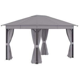Cenador de jardín aluminio, acero, poliéster color gris 400x300x270 cm