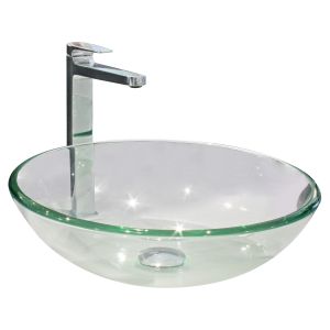 Ondee - lavabo redondo mitra - transparente - 42cm - sin rebosadero