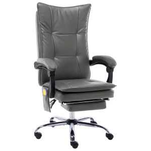 vidaXL silla de oficina de masaje de cuero sintético gris antracita