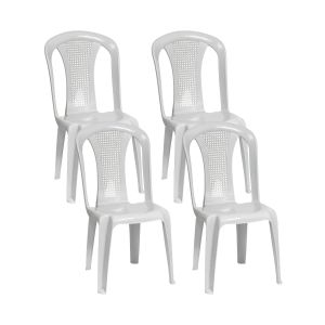 Pack 4 sillas de exterior apilables sin reposabrazos napoli blanco