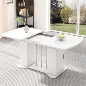 Mesa de comedor extensible mdf tablero 76x120-160x80cm con almacenamiento