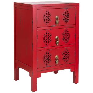 Mesita de madera con 3 cajones 45x36x70