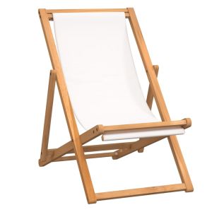 vidaXL silla de jardín de teca color crema 56x105x96 cm