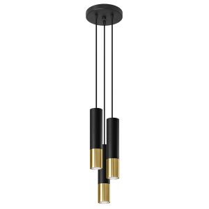 Lámpara coLGante loopez 3 oro negro acero 20x90x20cm