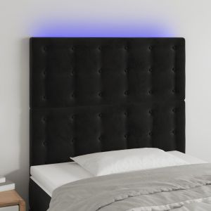 Cabecero con luces LED terciopelo negro 100x5x118/128 cm