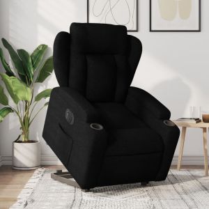 Sillón eléctrico reclinable elevable de tela negro qweo5355