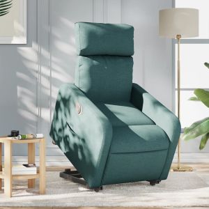 Sillón eléctrico reclinable elevable de tela verde oscuro qweo5181