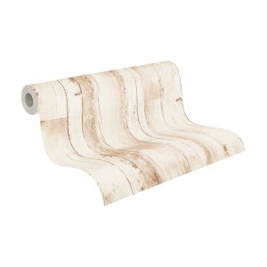 A.s. Création papel pintado madera beige y blanco - 53 cm x 10.05 m