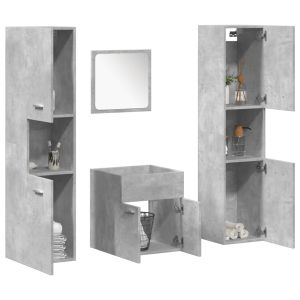 Juego muebles de baño 4 pzas madera contrachapada gris hormigón(sin lavabo)