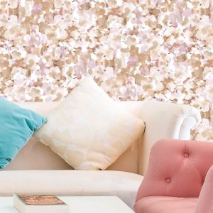 Papel pintado tnt con flores románticas rosa
