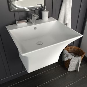 vidaXL lavabo de pared de cerámica blanco 500x450x410 mm