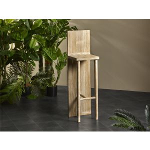 Taburete bar con respaldo madera natural 105 cms. 35x40x105 cms