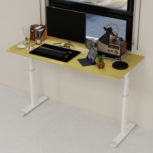 Mesa estudio altura regulable con manivela madera y metal