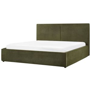 Cama con almacenaje moissac bouclé verde oscuro 180 x 200 cm