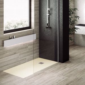 Plato de ducha pizarra pure crema  70x190 cm rejilla acero inox.