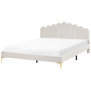 Cama terciopelo sauvian 180 x 200 cm blanco crema